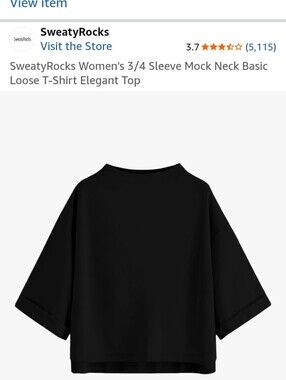 Black Slightly Cropped Boxy Top